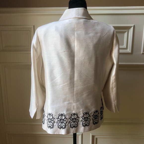 ✨LAST CHANCE✨ Kasper Cream and Brown Button Front Jacket - Picture 4 of 10